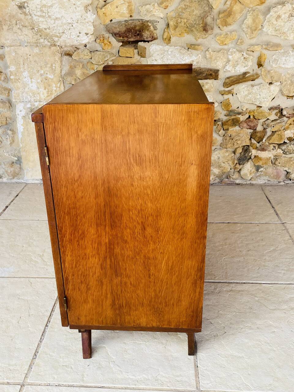 Vintage storage furniture in flame-figured oak, by Gillard Bourdin, circa 196.
