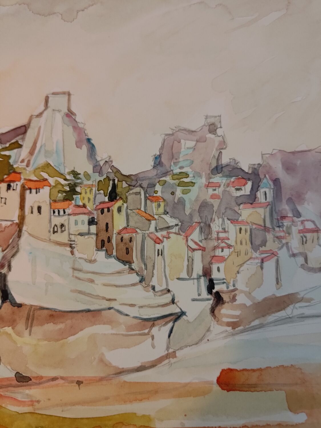 Gouache Les Baux de Provence
