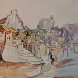 Gouache Les Baux de Provence