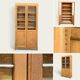 Parisian glass cabinet in solid raw oak, 1950