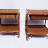 Pair of cane bedside tables