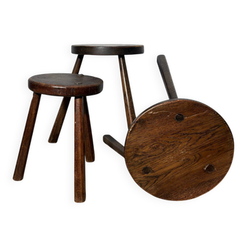 Tabouret de ferme en bois massif chêne