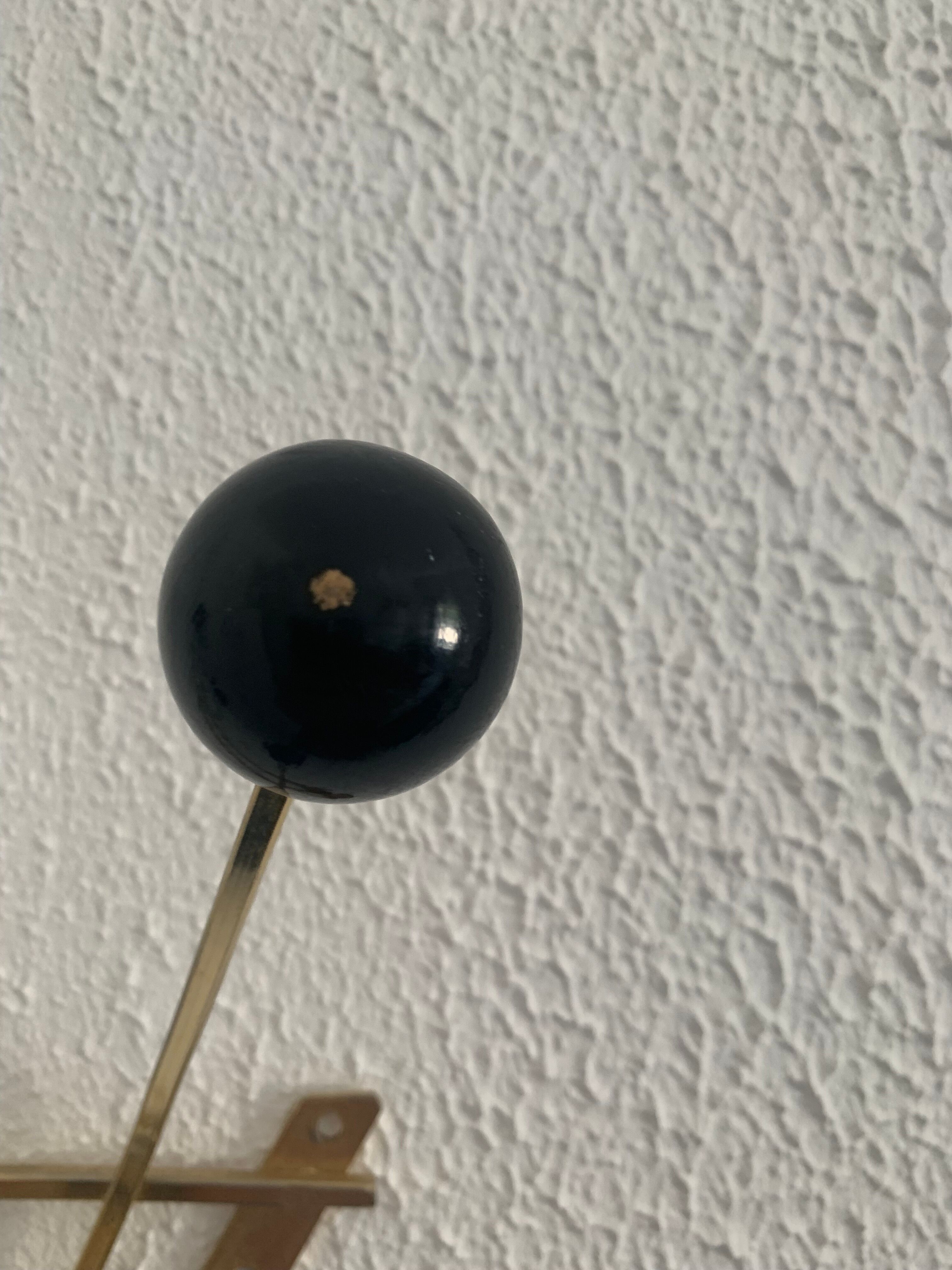 Vintage 1960 gold coat rack 6 hooks balls - 50 x 20 cm