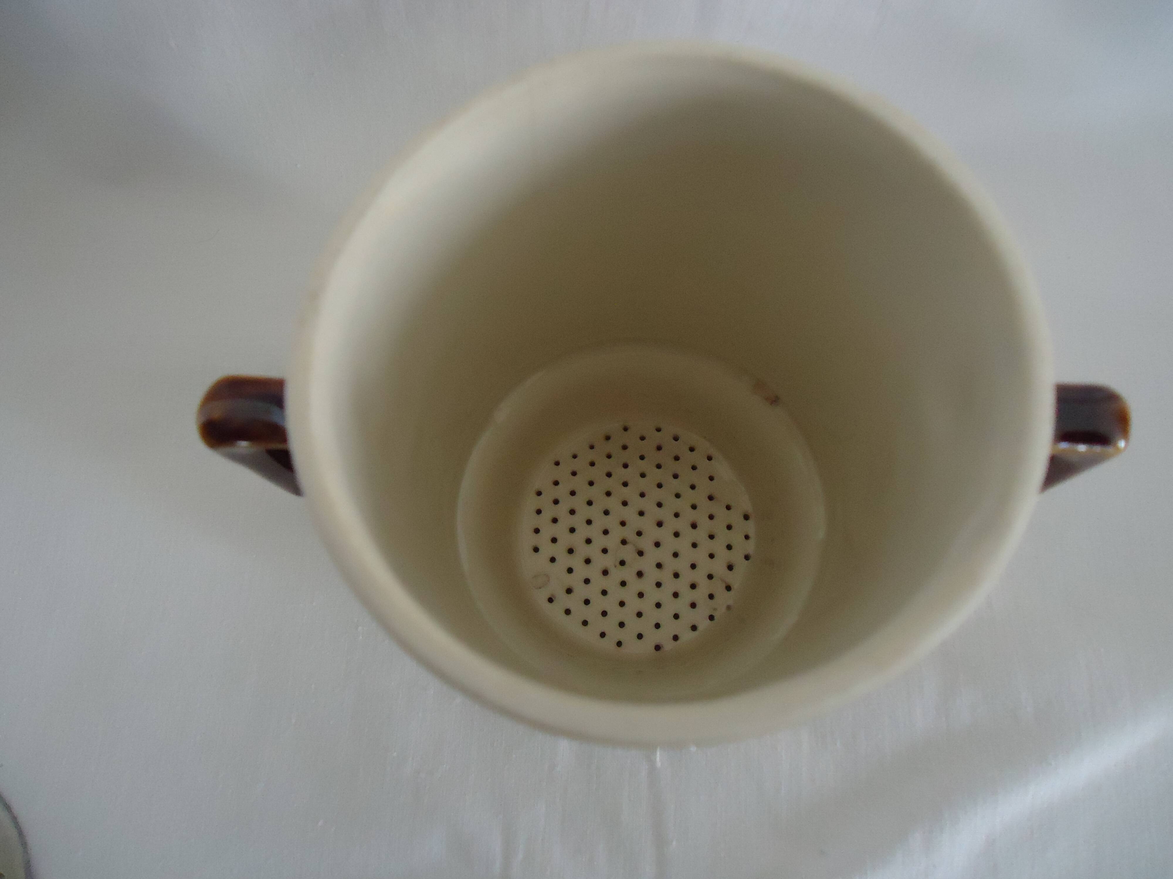 Vintage brown glazed ceramic teapot or herbal teapot