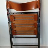 8 Chromed brown leather chairs by Fontoni and Geraci - 1970