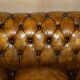Vintage Chesterfield leather sofa bed, fully restored, circa 1940.