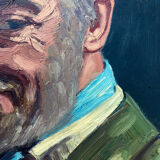 Oil on canvas french man portrait painting, signed by A. Chris, 1962