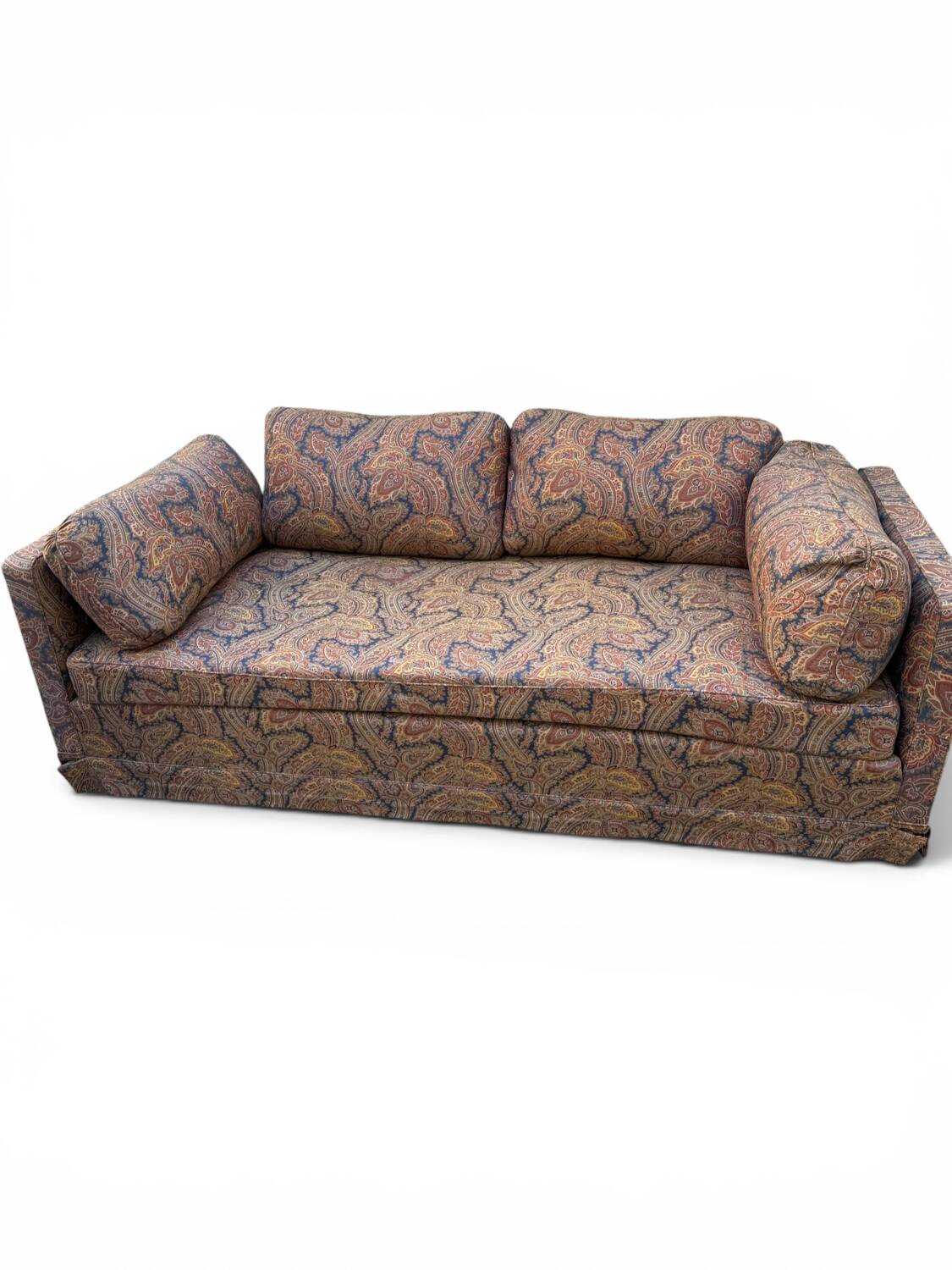 Vintage upholstered 2-seater sofa – embroidered cashmere fabric