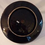 Cheese platter Vallauris glazed ceramic black red A035