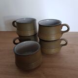 Lot de 4 Tasses à thé + sucrier Purbeck Pottery Studland