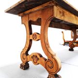 Solid oak farm table with lion's paws - Art Deco period circa 1930