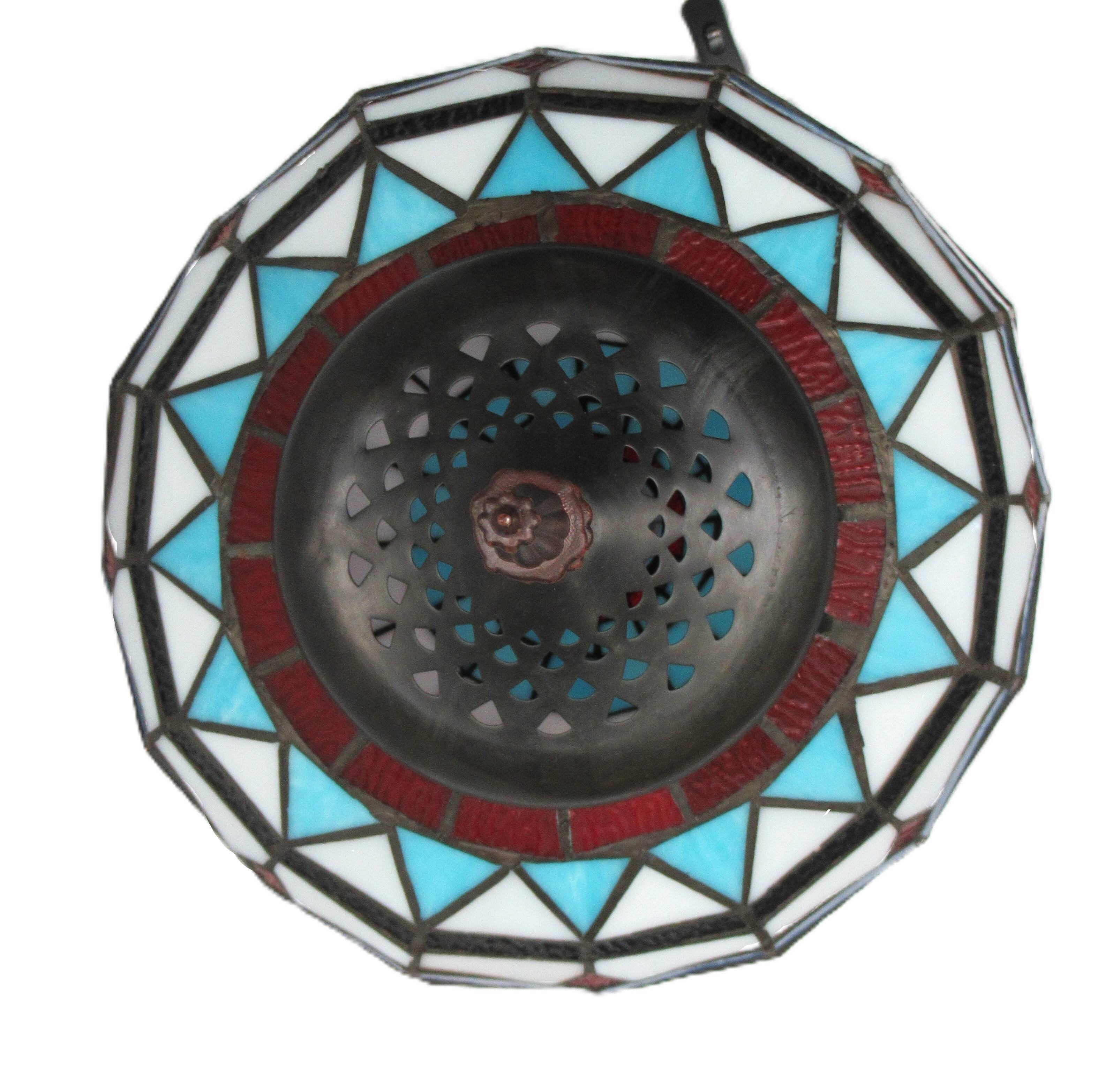 Lampe montgolfière de table en vitrail façon Tiffany