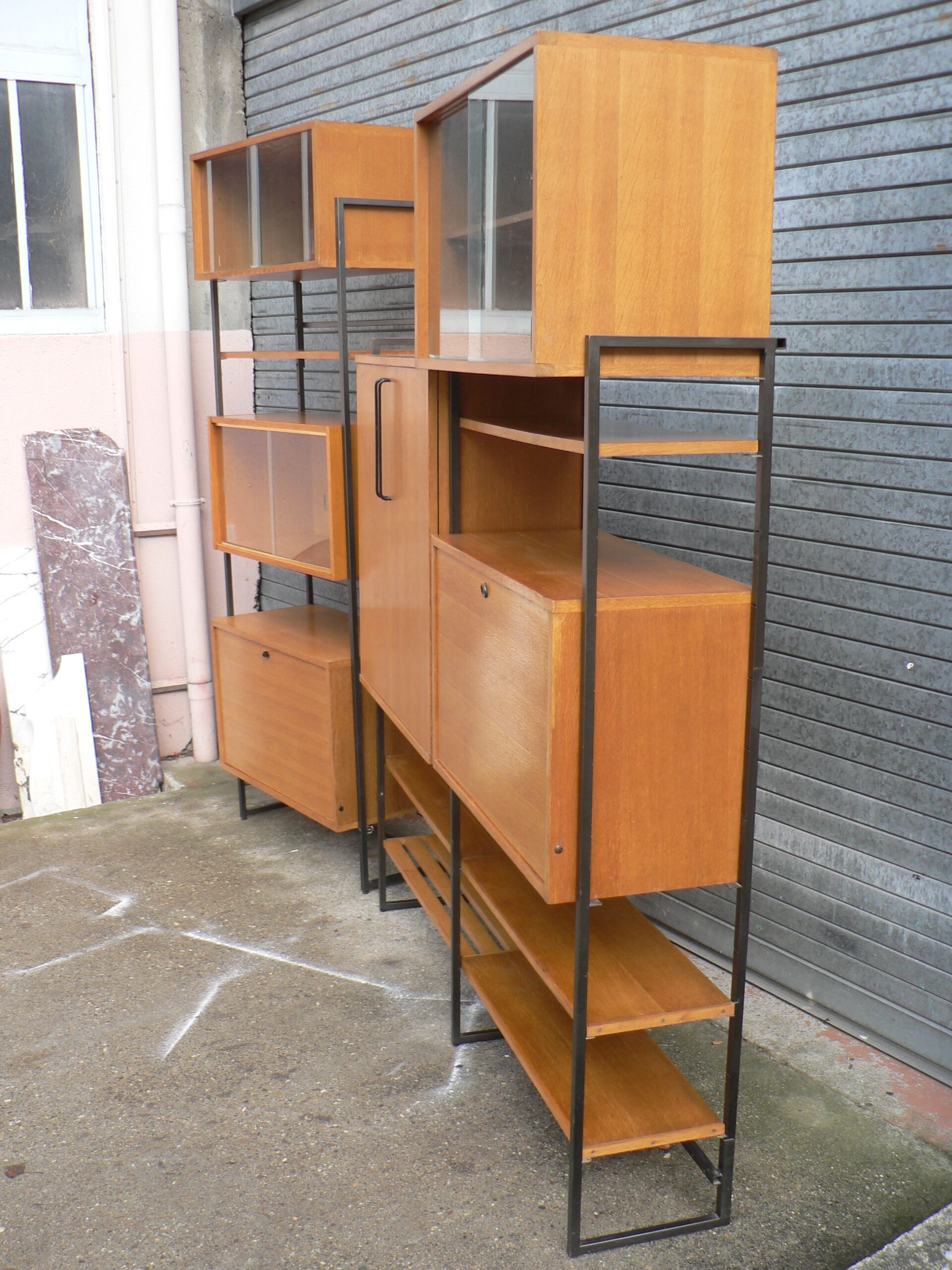Étagères modulables chêne 1950 Georges Frydman