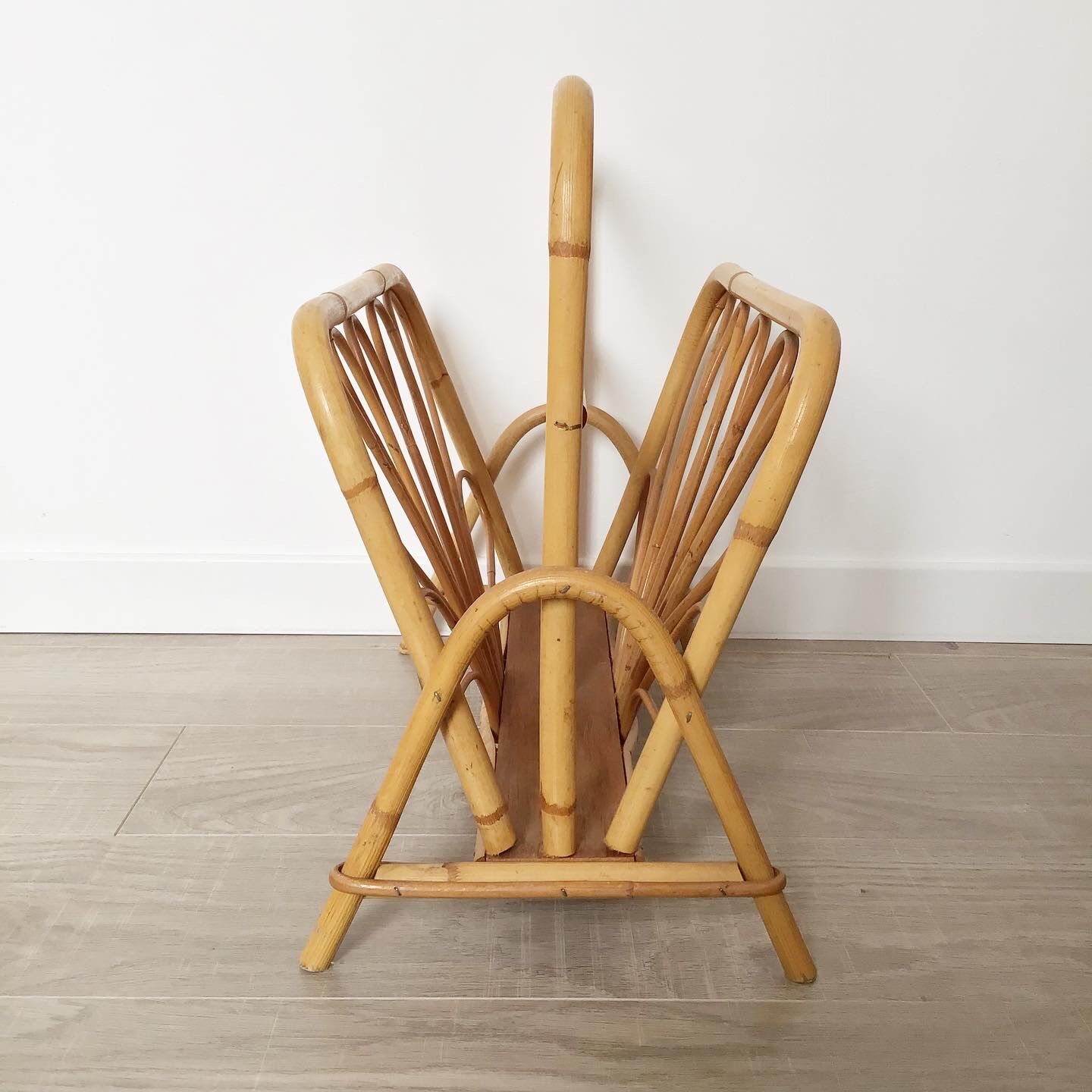 Vintage rattan magazine holder