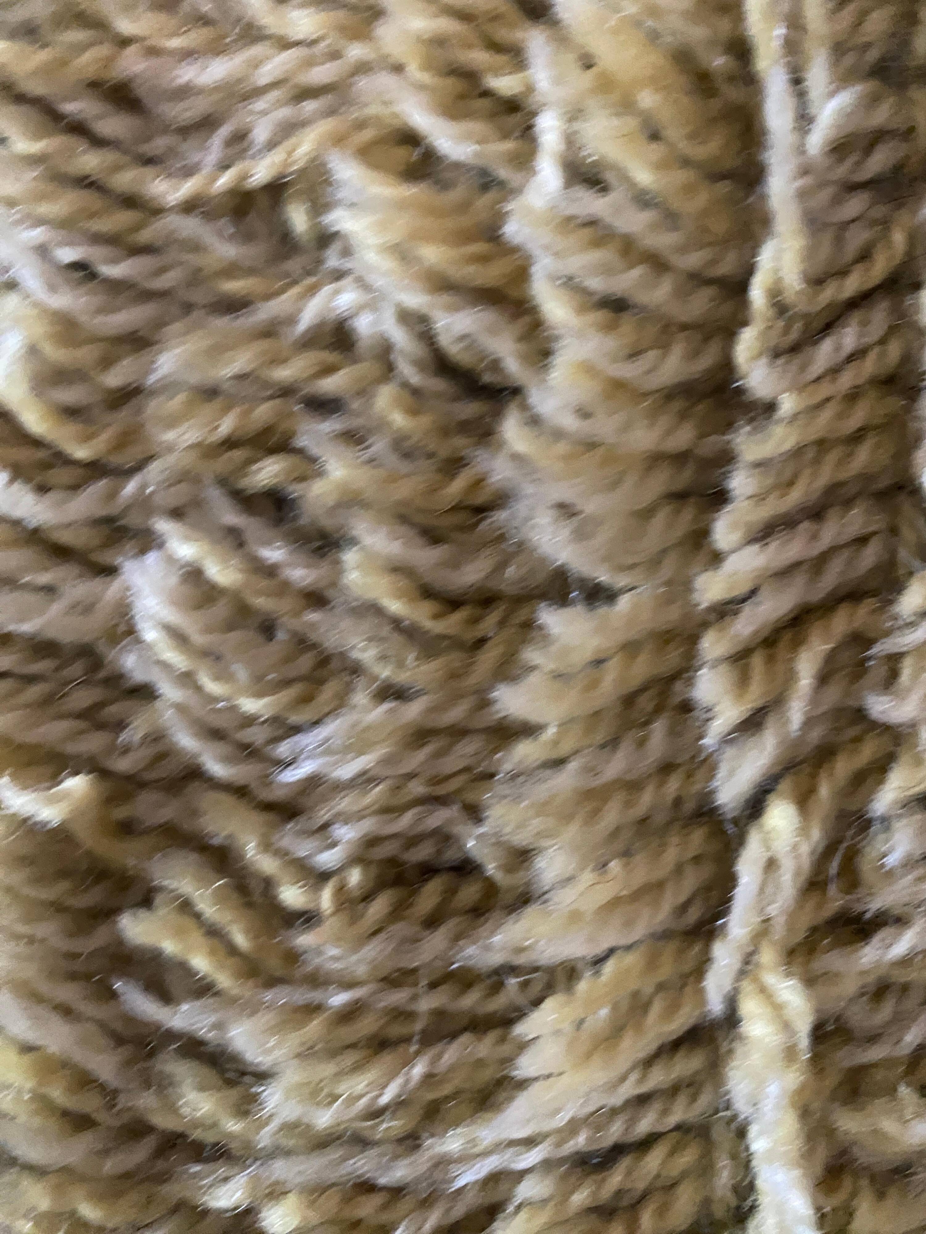 Mid-century Modern High Pile, Yellow, White, Green & Grey Rya Rug, Sweden, 1960s