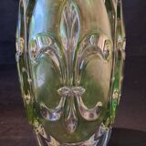 Large Czech Glass Vase Fleur De Lys Pattern By Rudolfova Hut