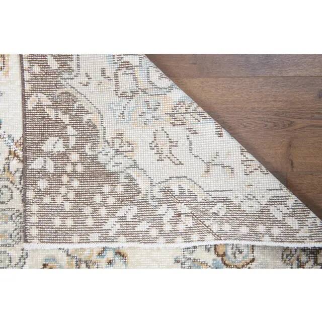 1970s Turkish Oushak Handmade Wool Cotton Beige Area Rug 114x197