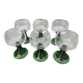 6 vintage hock glasses