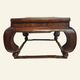 Antique Chinese coffee table in elm, rattan top, 19th century.