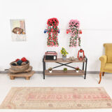 2x7 shades of red & beige vintage runner rug, 77x222cm