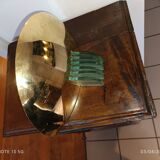 art deco brass and glass wall lamp attributed to Jean Perzel