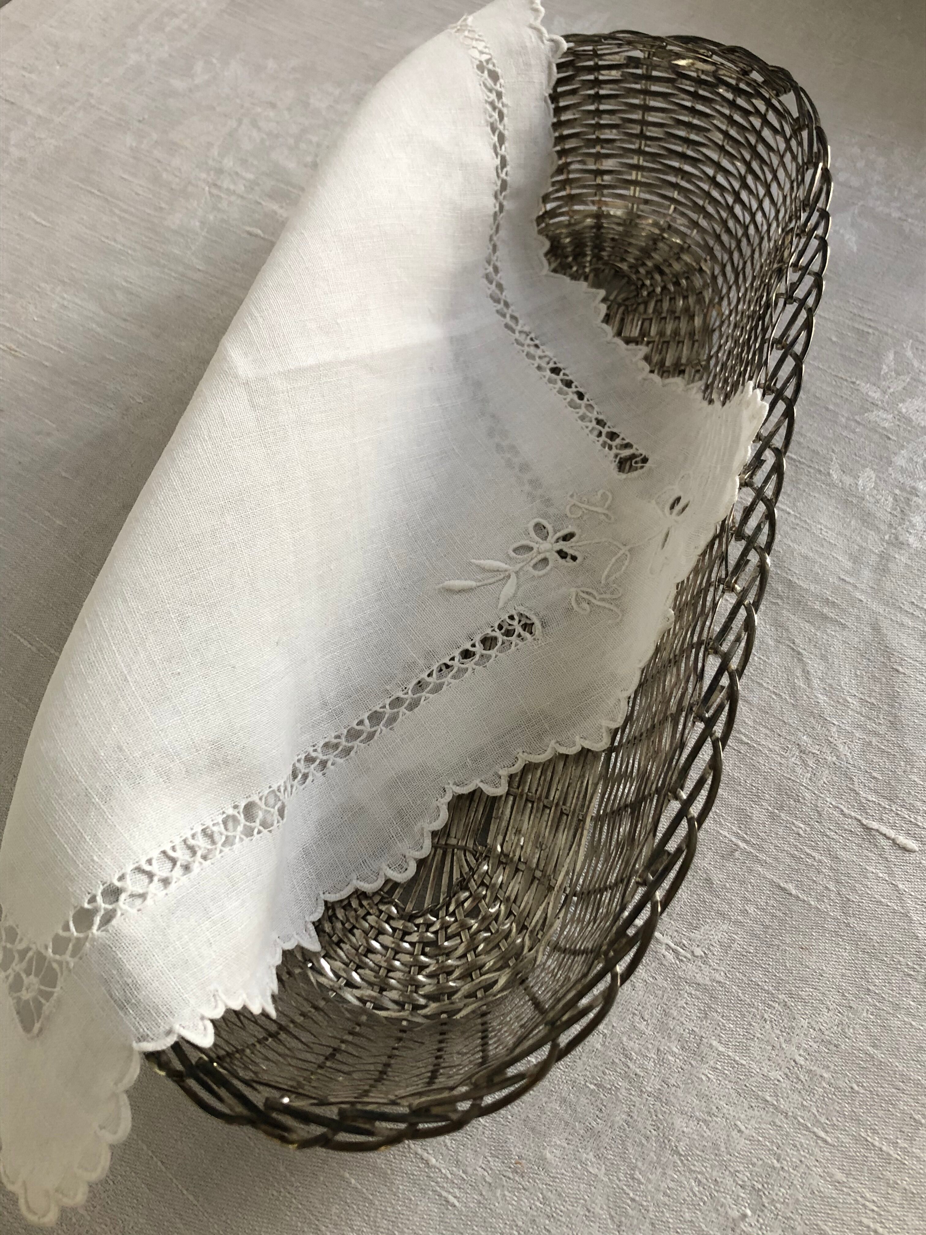Braided silver metal bread basket