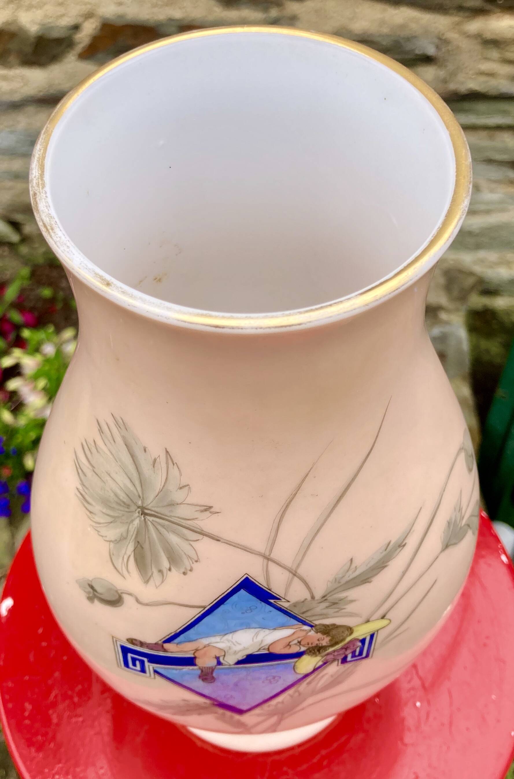 Rare opaline vase from baccarat crystal factory decor art deco art nouveau