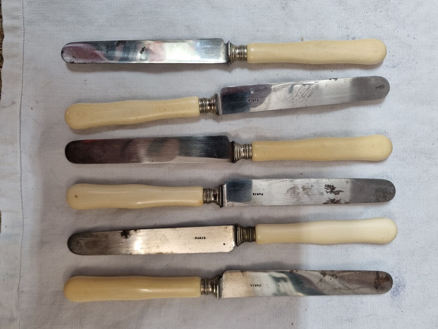 Old ivory handle cheese knives, nineteenth