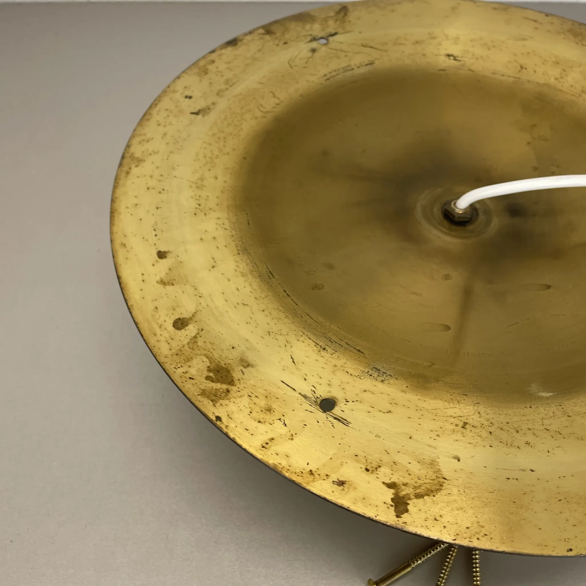 Wall-Ceiling Lamp made of Unique Brass in the Style of Gino Sarfatti, Flush Mount Lighting Italy 1950s