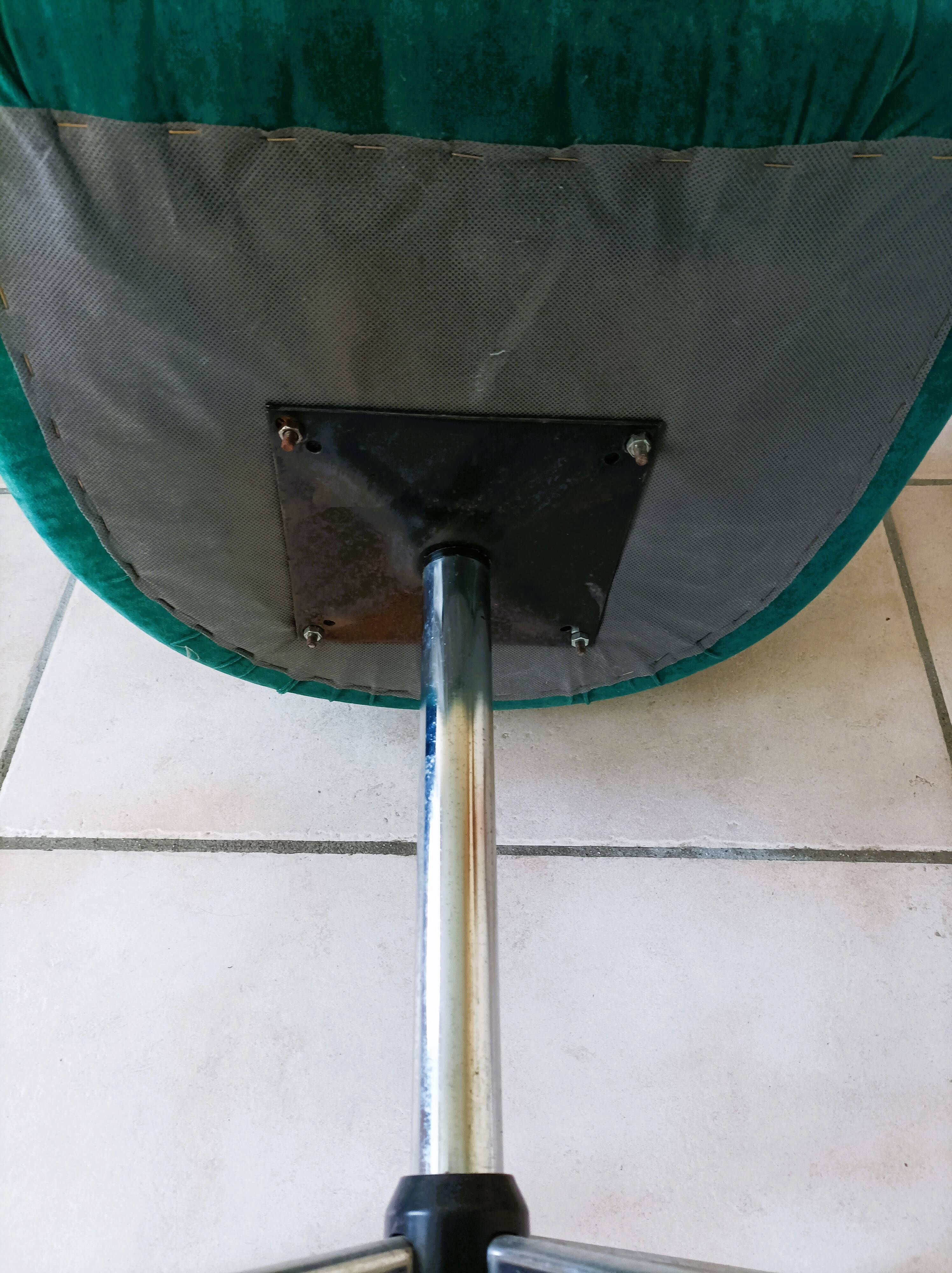 Green velvet armchair