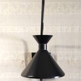 Applique avec potence articulée et abat-jour diabolo en métal noir