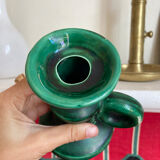 Vallauris candle holder in green ceramic
