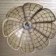 Hanging lamp mother-of-pearl, rattan and brass