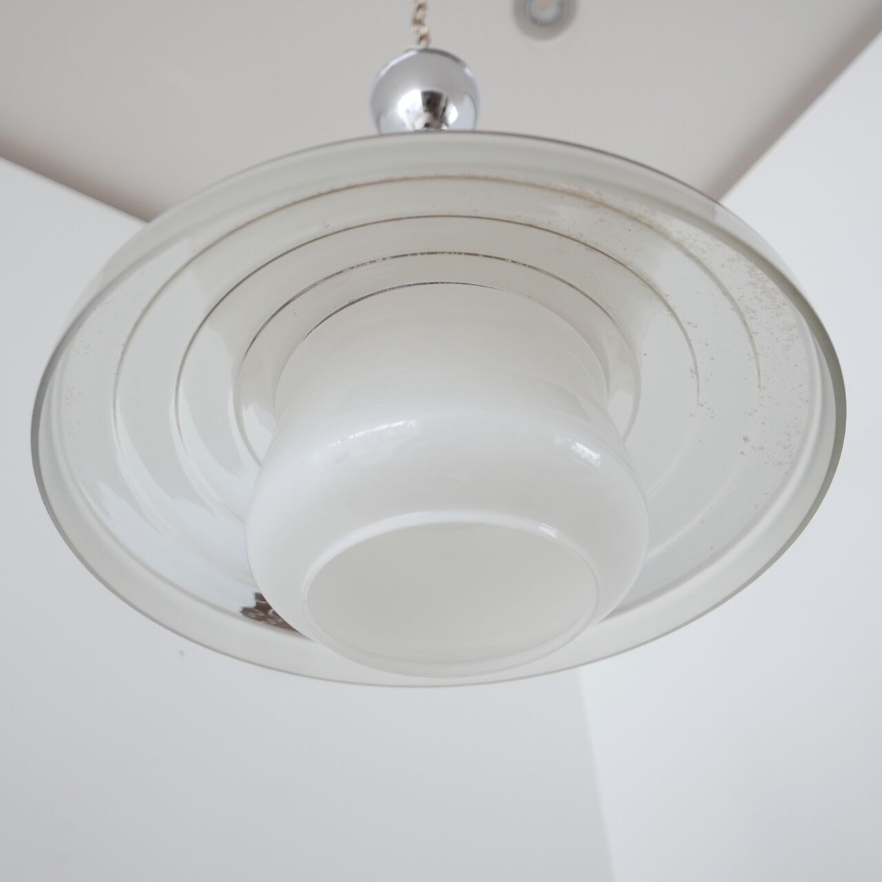 German Zeiss Ikon Two Tone Glass Mirrored Pendant