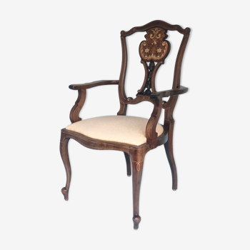 Late 19th century Napoleon III Mahogany Antique Armchair