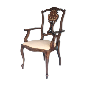 Late 19th century Napoleon III Mahogany Antique Armchair