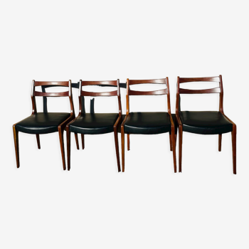 Series of 4 Danish solid teak chairs