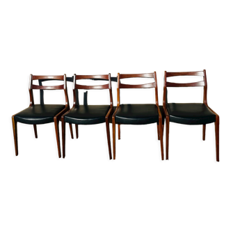 Series of 4 Danish solid teak chairs