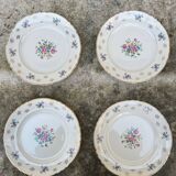 Set of 4 plates with floral motif, golden border early twentieth century