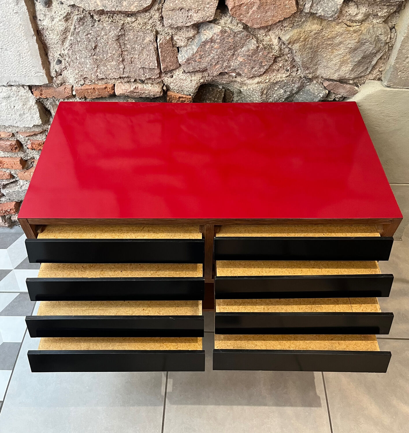 Vinyl storage furniture Manufrance from the 1960s