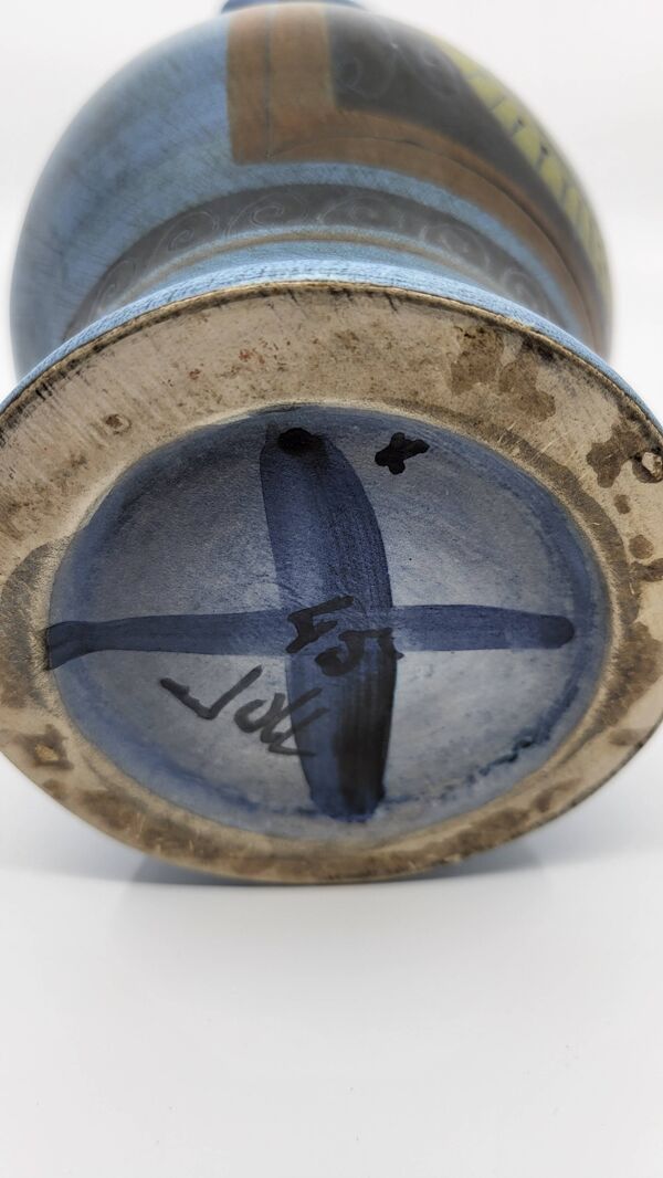 Vase Jean de Lespinasse en céramique Bleu cote d'azur France 1950