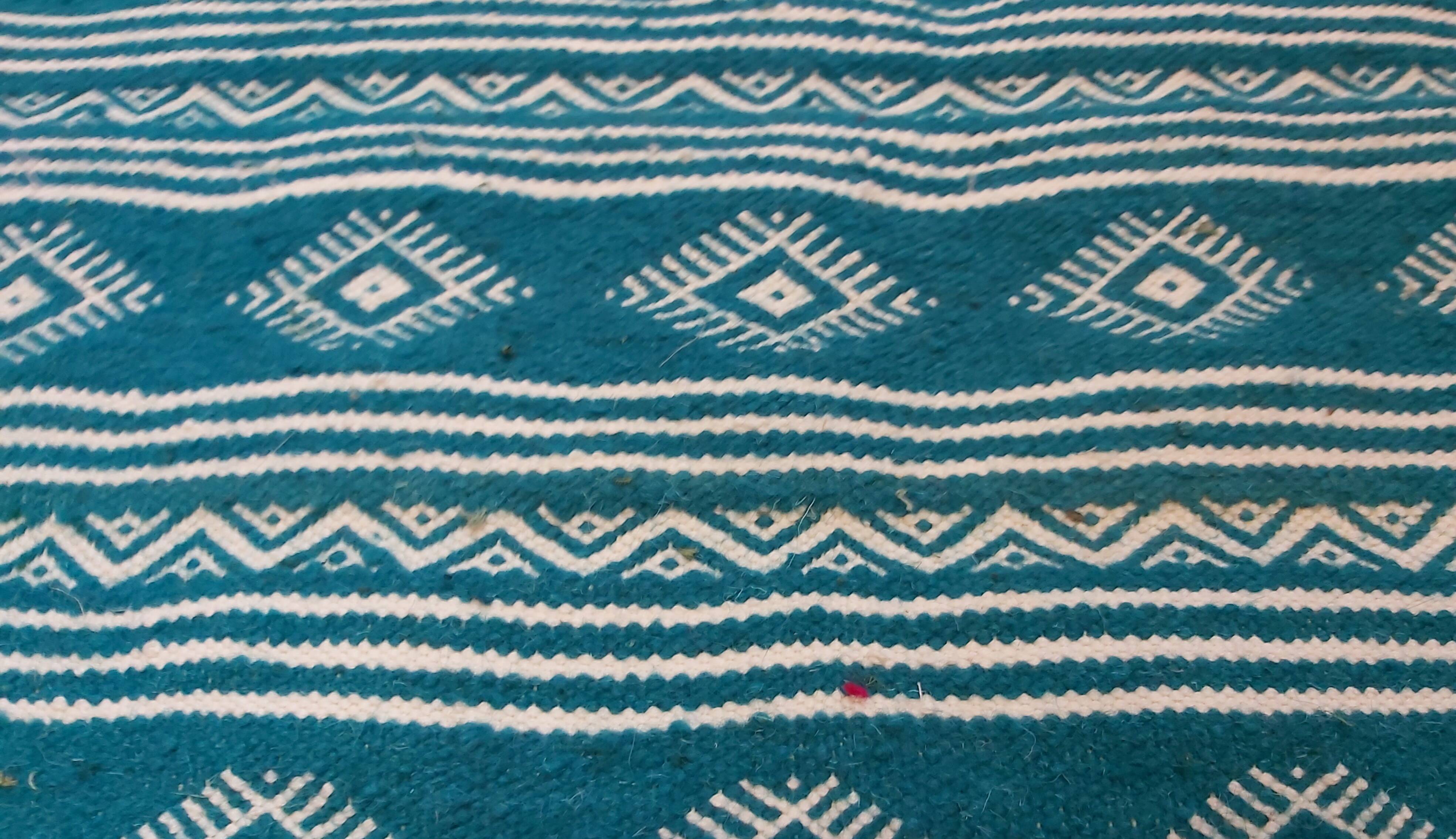 Traditional Berber blue and white kilim rug 115cm-70