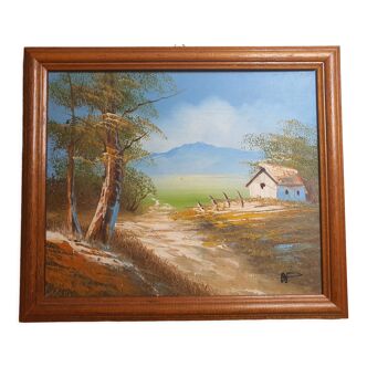 Hand-painted painting french countryside