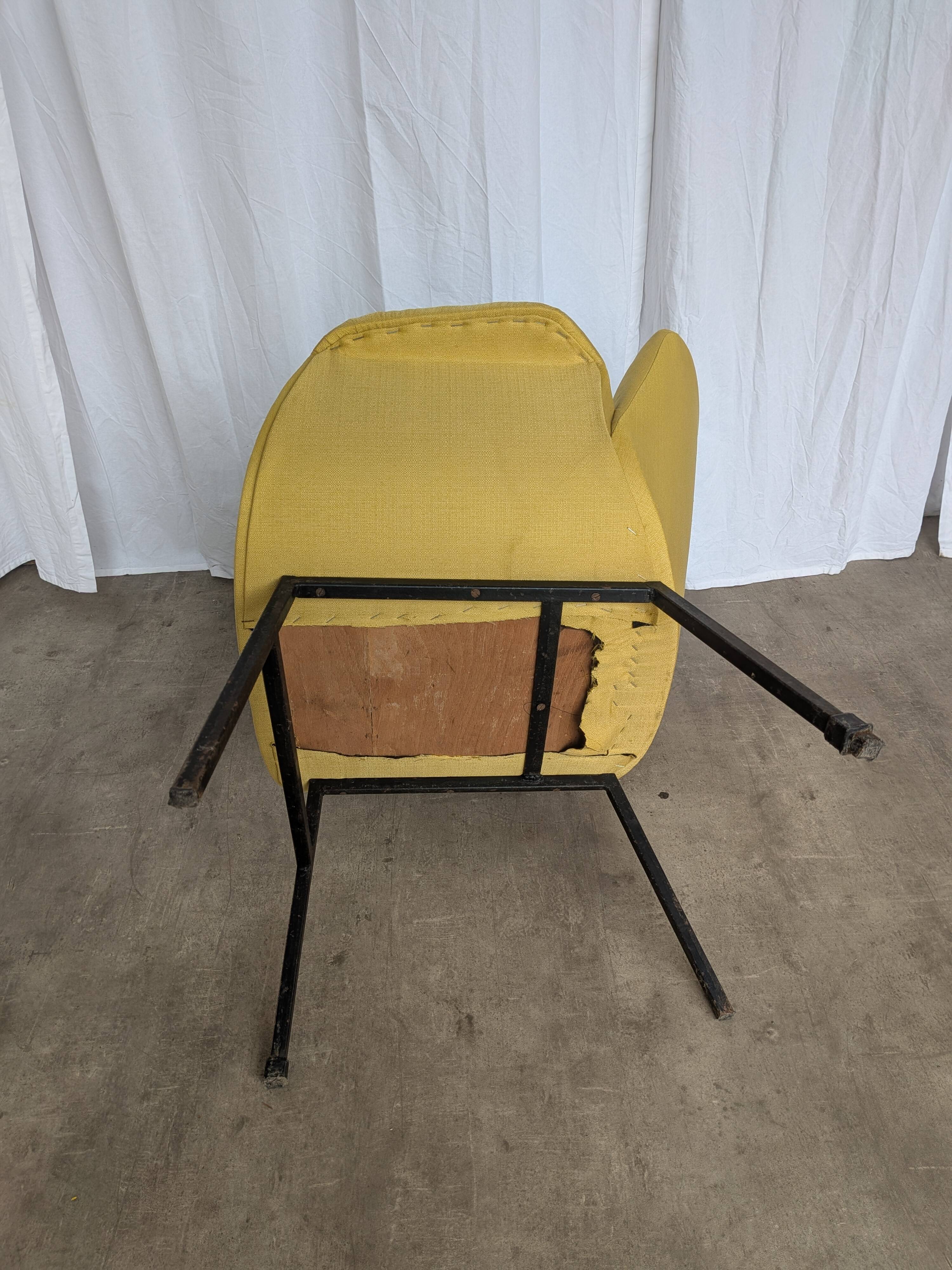 Vintage Mid-Century Modern Yellow Fabric Armchair - Alvin Lustig Style