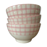 Set of 3 pink vichy bowls