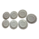 Set of 7 fine porcelain dessert plates with gilding, SFP, French company