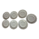 Lot 7 assiettes à dessert en porcelaine fine dorures SFP société française