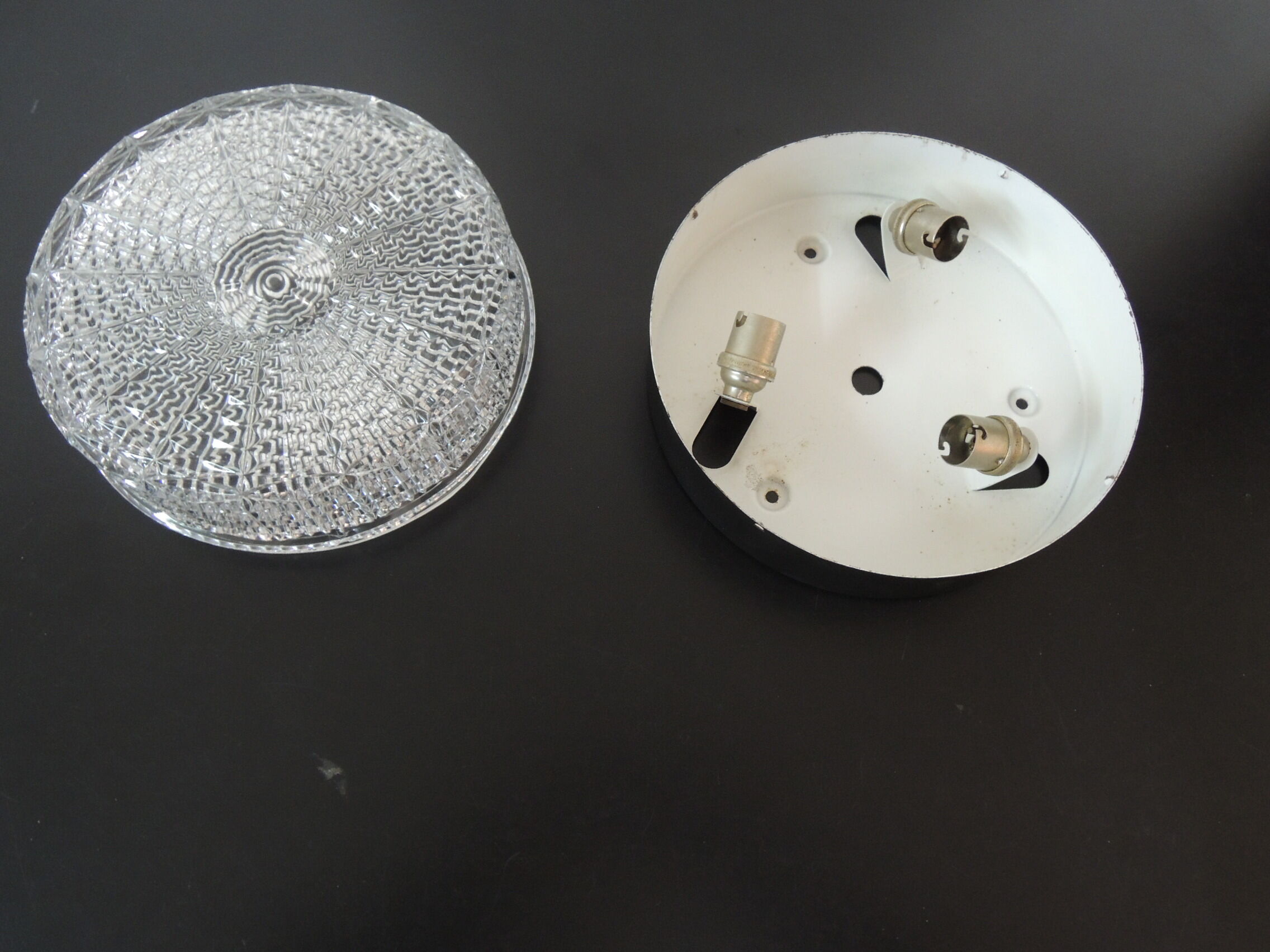 Glass and metal ceiling light