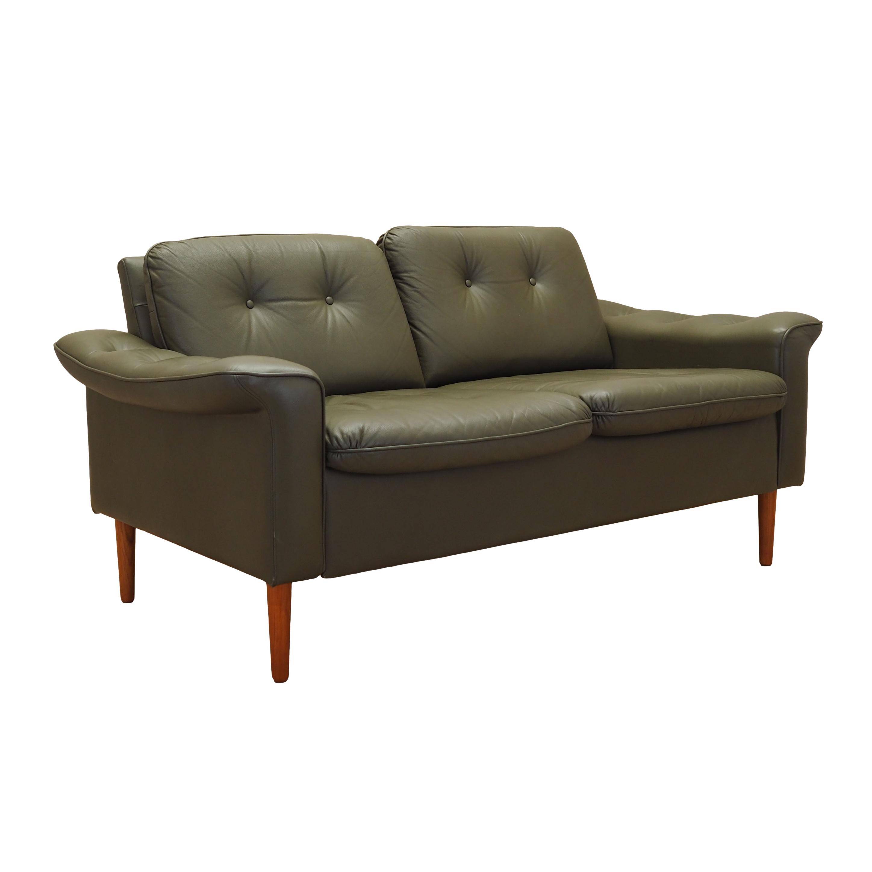 Canapé danois en cuir vert, années 1970
