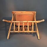 Vintage rattan and bamboo bedside table.
